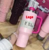 Tumblers Cosmo de estoque dos EUA Torros -alvo do desfile vermelho Flamingo Copos de 40 onças de xícara de água garrafas de água do dia dos namorados Presente rosa Co marca I