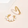 Baumelnde Ohrringe ALYXUY 2 Teile/satz Koreanische Perle Metall Nicht Durchbohrte Ohrclip Temperament Frauen Mädchen Zubehör Geschenk Party Hochzeiten