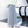 Skirts YIBER 3Layers Mesh Long Tulle Skirt A Line Fashion High Waist Elegant Korean Summer Chic Party Gauze Tutu Women