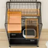 Cat Carriers Modern Balck Iron Cage House Indoor Household Large Capacity Cages Two Layers Luxury Villa Free Space Pet Dog Z