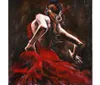 Figure paintings Canvas Art Spanish Flamenco Dancer in Red Dress Modern decorative artwork Woman oil painting handpainted2220855