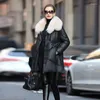 Women's Leather 2024 90% White Duck Down Jackets Fur Collar Real Sheepskin Jacket Winter Coat Fem