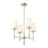 Pendant Lamps Ronnie 4-Light Brass Chandelier With White Fabric Shades 61255