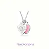 TifannisSM Pendant Necklac Best Sell Birthday Christmas Gift T Family S925 Silver Drop Lim Emamel Heart Shaped Diamond Necklace Tie Double Have Original Box