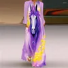 Casual Dresses Wayoflove Ladies 2024 Spring Summer Long Dress Women Sleeve V-Neck Elegant Party Rose Printed Vintage
