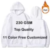 Seu próprio design marca/imagem personalizado hoodies homens mulheres diy moletom engrossar casual roupas soltas 11 cores moda 240103