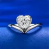 Koningin Hart 6mm Moissanite Diamanten Ring 100% Echt 925 Sterling Zilver Party Wedding Band Ringen voor Vrouwen Bruidsbelofte Sieraden