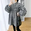 9185 Autumn Winter Korean Fashion Plaid Maternity Blouses Sweet Cute Loose Shirt Clothes for Pregnant Women Pregnancy Tops 240102