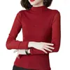 Blusas de mujer Top de poliéster ligero camisa de capa base de cuello alto falso para Otoño Invierno manga larga ajustada con damas