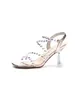 Sandaler Fairy Wind Rhinester Transparent High Heels 2024 Summer Line Button Stiletto Women