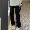 Pantaloni jeans da donna Pantaloni denim femminili neri Gamba dritta con tasche Vita alta S Gyaru Estate anni '90 Abbigliamento ampio unico