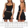 Sukienki robocze Kobiety Cami Crop Top Mini spódnicę kantar kategorii mody spódnice Ruched Ruffle bez pleców bez rękawów