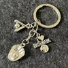 Keychains Hockey Keychain Player Sporter Bronze Silver Color Pendants DIY Men Jewelry Car Key Chain Ring Holder Gift