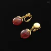 Boucles d'oreilles pendantes simples, bijoux en verre rouge, Clip d'oreille