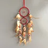 Dekorativa figurer DHL 120 st/parti blandade färger Två ringar Feather Dream Catcher Small Hangings