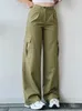 Y2K Женские винтажные брюки-карго Уличная одежда Techwear Корейские брюки-парашюты Харадзюку Бежевые спортивные штаны Широкие брюки для бега 240102