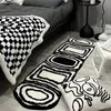 Carpets for Living Room Plush Black White Sinple Thick Anti-slip Carpet Ins Style Small Rugs for Bedroom Fluffy Bedside Foot Mat 240103