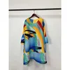 Robes décontractées Miyake Plissé Colorblocking Imprimé Femmes Robe 2024 Été Col Rond Manches Longues Plage Lâche Plus Taille Designs