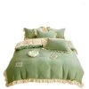 Ensembles de literie Ensemble de housse de couette de quatre pièces Princess Wind Girly Coeur Lavable Drap de lit en coton Petite dentelle fraîche