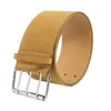 Belts Adult Wide Waist Belt With Adjustable Three Row Pin Buckle Yellow Waistband For Men Slimming DXAA