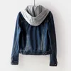 Lente Herfst Dames Denim Jassen Met Capuchon Lange Mouw Overjas Losse Knoop Uitloper Denim Jas 240103