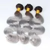 Tisse Nouvelle Arrivée # 1B / Gris 100% Vierge Cheveux Humains Ondulés 7A Brésilien Vague de Corps Argent Gris Cheveux Armure 3 Pcs/Lot Ombre Extensions de Cheveux