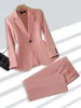 Pantaloni a due pezzi da donna Abito formale da donna Pantalone Beige Cachi Rosa Giacca da donna Blazer Pantaloni Moda Ufficio Affari Abbigliamento da lavoro 2 Set