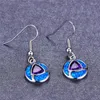 Chaînes Boho Femelle Big Round Drop Boucles D'oreilles Bleu Pour Femmes Mariée Mignon Mariage Long Dangle