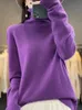 ファッション高品質の女性セーター100％ピュアメリノウールの女性服春秋のタートルネックトッププルオーバーニットウェア240103