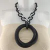 Pendant Necklaces Golden Acrylic Chain Link Necklace Light Black Rubber Chunky Statement Big Circle Jewelry