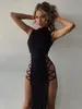 Kleed Cryptographic Elegant Black Mouweless Bandage Sexy Dress For Women Club Party Backless Tank Jurken Skinny Fashion Summer 2022