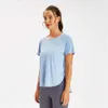 Short Sleeve Fitness Exercise Loose lululemenly womens alo yoga lululy lemon Yoga Mat Running Quick Drying Breathable Casual T-shirt