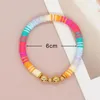 Strand BohoBliss Bracciale con perline di argilla multicolore per le donne Gioielli di moda alla moda Regali di amicizia bohémien Braccialetti Heishi elastici