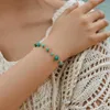 Strand Minar Boho Green Color Irregular Natural Stone Beaded Bracelet For Women 18K Real Gold Plated Brass Bracelets Accessories