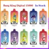 オリジナルのBang King Digital 15000 Puffs使い捨てベイプボックスEタバコオイルインジケーターパワーインジケーター1.2OHMメッシュコイル23mlバッテリー充電式Eシガー15K 0％2％3％5％