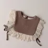 Automne bébé fille dentelle gilet doux évider princesse vêtements d'extérieur sans manches coton né infantile bavoir tricoté gilet 0-3Y 240102