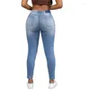 Jeans da donna per pantaloni in denim a vita sexy con foro elastico alto moda estiva femminile
