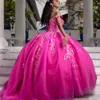 Mexico Rose Red Off The Shoulder Ball Gown Quinceanera Dress For Girl Beaded Applique Lace Birthday Party Gowns Prom Dresses Sweet 16