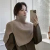 Women's Sweaters Irregular Turtleneck Pullover Sweater Cape Women Tops Sleeveless Autumn Winter Warm Outer Tower Knitted Scarf Neck