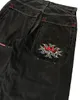 Y2K lettre brodée JNCO jean Hip Hop Baggy pantalon noir hommes femmes Harajuku mode taille haute pantalon large 240102