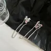 Boucles d'oreilles Silvology en argent Sterling 925, Zircon rose, chaîne en forme de cœur, pompon pour femmes, longues et grandes, bijoux de luxe inhabituels