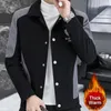 Herrjackor 2024 Casual Lapel Print Jacket Hombre Slim Fit Thicken Thermal Men Kläder Vinter Kort kappa Kontrasterande färger