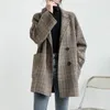 Cappotto lungo double face da donna in lana 100 beige Cappotto lungo in lana invernale a maniche lunghe causale scozzese piccolo KSDR6 240102