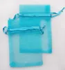 Sacs en Organza bleu TURQUOISE, 100 pièces, pochettes d'emballage de bijoux de mariage, jolis sacs cadeaux, fabrication DIY, FACTORY1073756