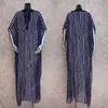 Платье 2023, темно-синее полосатое платье с глубоким v-образным вырезом и рукавами «летучая мышь», свободное летнее платье, пляжный кафтан размера плюс, женская пляжная одежда, платье макси, саронг N844