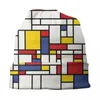 Beralar piet mondrian soyut sanat 1960'lar kırmızı mavi sarı dikdörtgenler kaput şapkalar örme şapka kış geometrik kafatası beanies kapaklar