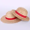 Luffy Hat Słomowa Animacja Hat Animacja Cosplay Hat Summer Sun Hat Yellow Słomowe Czapki dla kobiet 31 35 cm 240102