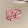 Stud Earrings XIALUOKE Fashion Double Heart For Women Lovely Personality Pink Clip-on Party Jewelry