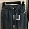 Abiti casual di base Primavera / estate Pantaloni in denim a gamba larga a vita alta con cerniera frontale a lettera Hot Diamond a corpo intero da donna