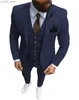 Ternos masculinos Blazers Novo Rosa Masculino 3 Peças Terno Formal Negócio Notch Lapela Slim Fit Smoking Melhor Homem Blazer Para Casamento (Blazer + Colete + Calça) Q230103